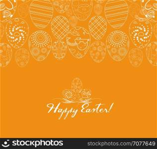 Happy Easter for design posters and flyers on the yellow background pattern of ornamental eggs