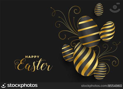 happy easter golden eggs festival banner design