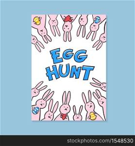 Happy Easter greeting card. Happy easter inscription and cute bunnies on white background. Vector illustration. Happy Easter greeting card. Happy easter inscription and cute bunnies on white background. Vector illustration.