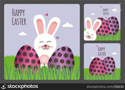 Happy easter greeting card set