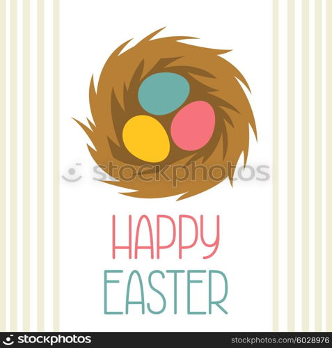 Happy Easter greeting card with decorative nest. Concept can be used for holiday invitations and posters. Happy Easter greeting card with decorative nest. Concept can be used for holiday invitations and posters.