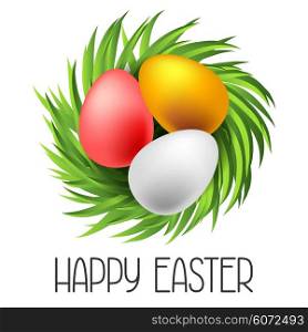 Happy Easter greeting card with eggs. Concept can be used for holiday invitations and posters. Happy Easter greeting card with eggs. Concept can be used for holiday invitations and posters.