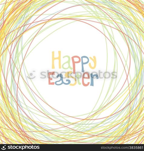 Happy Easter Greeting Card with Symbolic Nest Background
