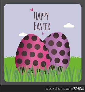 Happy Easter greeting card with two eggs