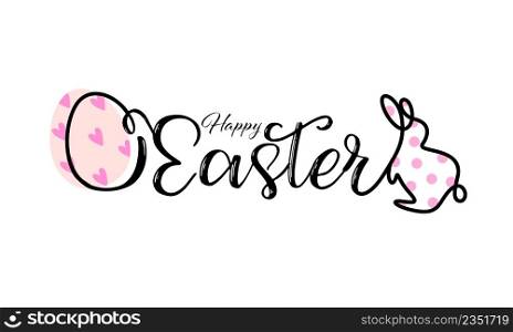 Happy easter handwritten typography lettering text design. Badge and icon. Vector illustration for postcard, invitation, poster, banner template.