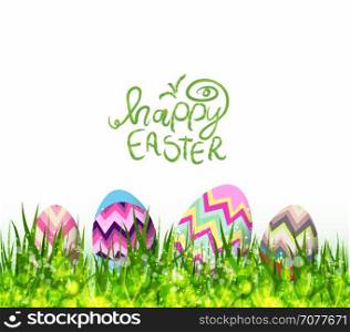 Happy easter. Hello spring background with grass
