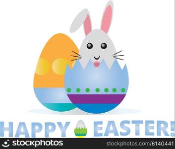 Happy easter illustration. Happy easter illustration with eggs bunny and text