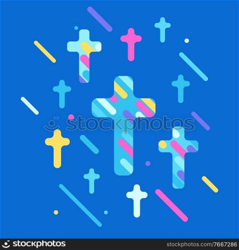 Happy Easter illustration with crosses. Religious symbol of faith.. Happy Easter illustration with crosses.