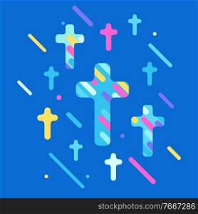 Happy Easter illustration with crosses. Religious symbol of faith.. Happy Easter illustration with crosses.