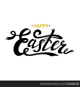 Happy Easter lettering card. Black ribbon text. Hand drawn lettering poster for Easter. Modern calligraphy. Vector illustration. Happy Easter lettering card. Black ribbon text. Hand drawn lettering poster for Easter. Modern calligraphy.