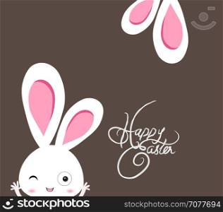 happy easter rabbit with ear background