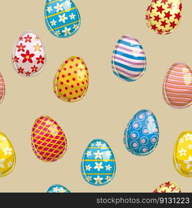 Happy Easter seamless pattern eggs festive background. Wallpaper, gift fabric wrapping paper, prints vector illustration. Happy Easter seamless pattern eggs festive background