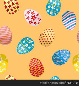 Happy Easter seamless pattern eggs festive background. Wallpaper, gift fabric wrapping paper, prints vector illustration. Happy Easter seamless pattern eggs festive background