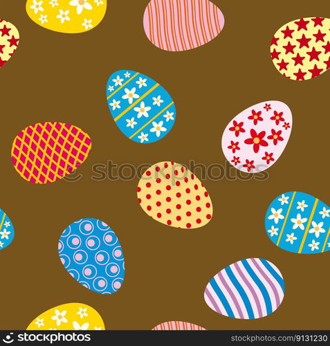 Happy Easter seamless pattern eggs festive background. Wallpaper, gift fabric wrapping paper, prints vector illustration. Happy Easter seamless pattern eggs festive background