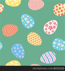 Happy Easter seamless pattern eggs festive background. Wallpaper, gift fabric wrapping paper, prints vector illustration. Happy Easter seamless pattern eggs festive background