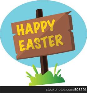 Happy Easter sign in the grass illustration web vector on a white background