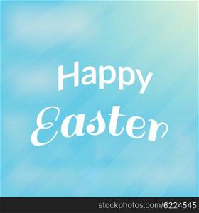Happy Easter Text. Happy easter holiday vector illustration text on blue sky background