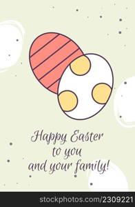 Happy easter to you greeting card with color icon element. Christian holiday. Postcard vector design. Decorative flyer with creative illustration. Notecard with congratulatory message on grey. Happy easter to you greeting card with color icon element
