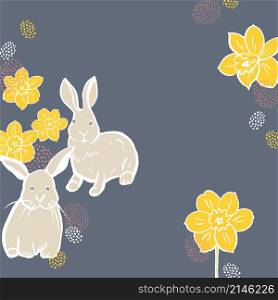 Happy Easter . Vector background with rabbits. Happy Easter . Vector frame.