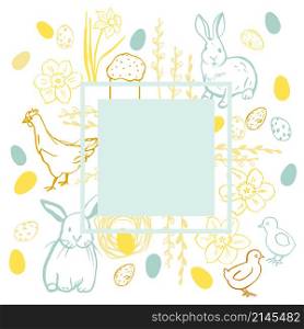 Happy Easter . Vector frame.