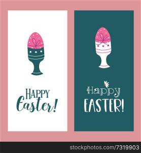 happy Easter. Vector greeting card.  Painted eggs.  Spring clipart.
