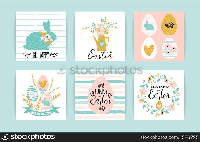 Happy Easter. Vector templates with lettering design and hand draw texture. Design for card, poster, flyer and other users.. Happy Easter. Vector templates with lettering design