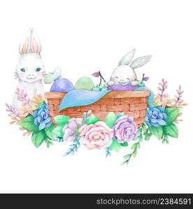 Happy easter watercolor decoration for design. Vector illustration.