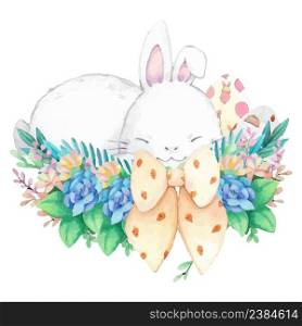Happy easter watercolor decoration for design. Vector illustration.