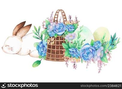 Happy easter watercolor decoration for design. Vector illustration.