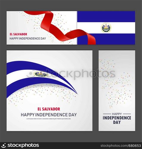 Happy El Salvador independence day Banner and Background Set