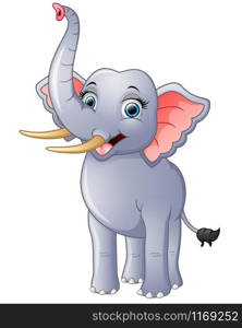Happy elephant cartoon isolated on white background