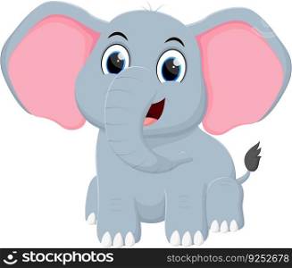 Happy Elephant cartoon isolated on white background	