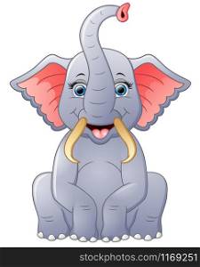 Happy elephant cartoon sitting illustration