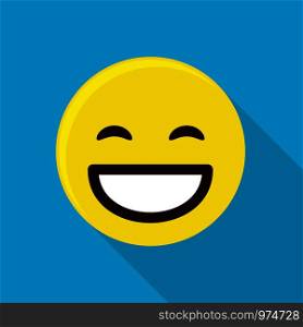 Happy emoticon icon. Flat illustration of happy emoticon vector icon for web. Happy emoticon icon, flat style