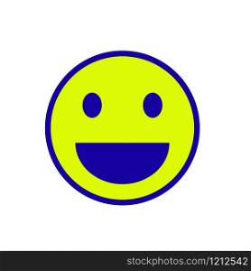 Happy emoticon icon, flat style.