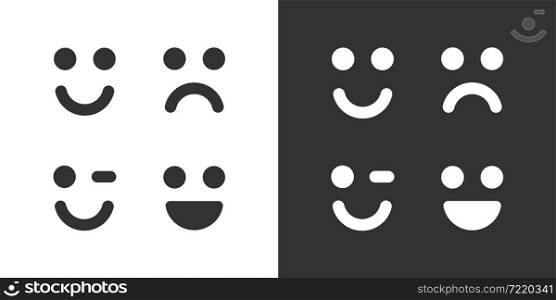 Happy emoticon. Smiley icon. Emotion illustration in vector flat style.