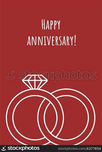 Happy engagement anniversary postcard with linear glyph icon. Greeting card with decorative vector design. Simple style poster with creative lineart illustration. Flyer with holiday wish. Happy engagement anniversary postcard with linear glyph icon