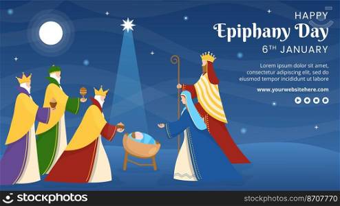 Happy Epiphany Day Video Channel Flat Cartoon Hand Drawn Templates Illustration