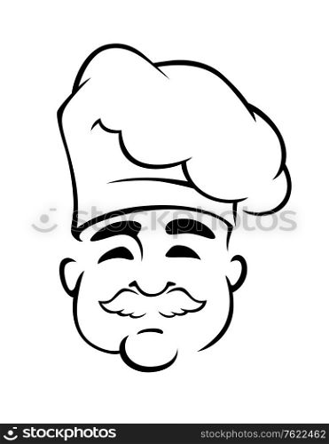 Happy european chef in toque hat for cooking concept design