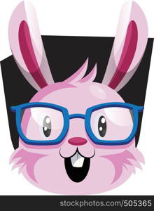 Happy face of pink easter bunny with eyeglasses illustration web vector on white background