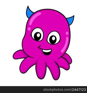 happy faced purple horned octopus