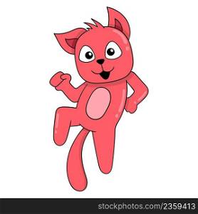 happy faced red cat dancing happily