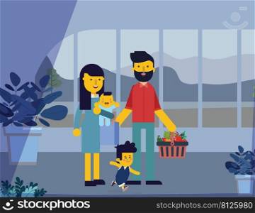 Happy Family Buying Food In Supermarket