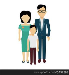 Happy Family Concept Banner Design. Happy family concept banner design flat style. Young family man and a woman with a son. Mother and father with child happiness lifestyle, vector illustration