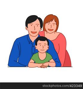 Happy family concept. Dad, mom and son. Hand drawn style doodle design illustration