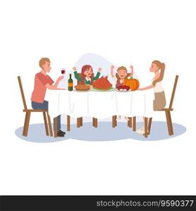 Happy Family Enjoying Thanksgiving Dinner. Family Thanksgiving Celebration