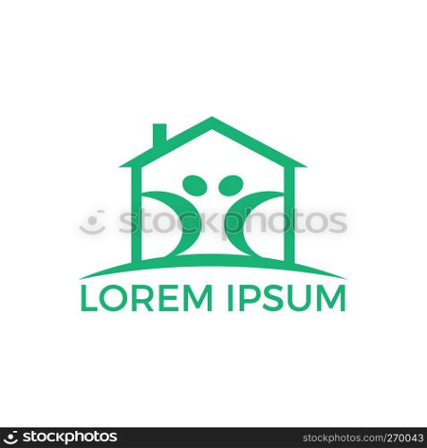 Happy family home logo design. Creative Abstract Characters Family House Symbol Logo Design.