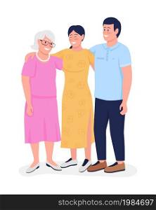 Happy family hugging each other semi flat color vector characters. Full body people on white. Mother birthday celebration isolated modern cartoon style illustration for graphic design and animation. Happy family hugging each other semi flat color vector characters