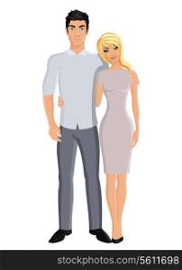 Happy family husband and wife married couple portrait on white background vector illustration.