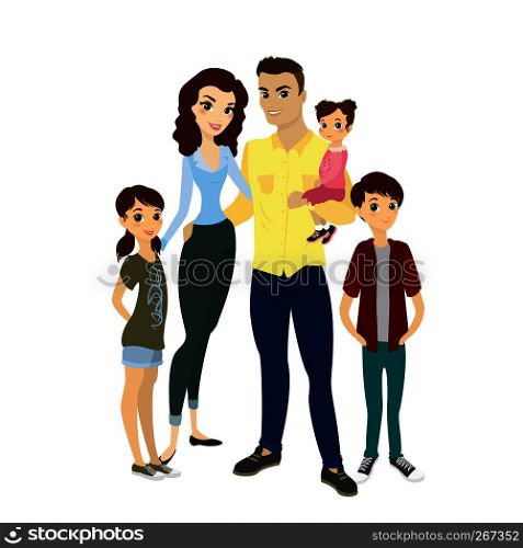 Happy family isolated on white background,stock cartoon vector illustration. Happy family isolated on white background